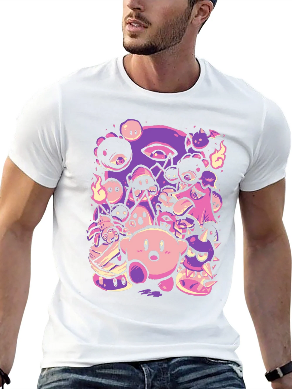 Kirby Character Mashup Black T-Shirt product image 12