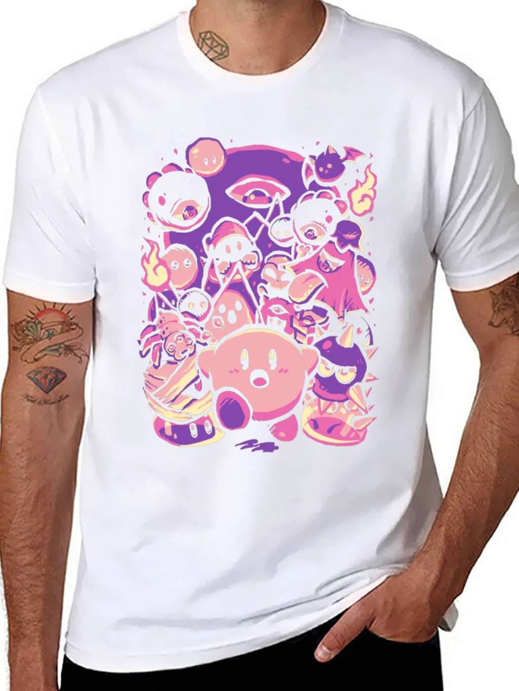Kirby Character Mashup Black T-Shirt product image 7