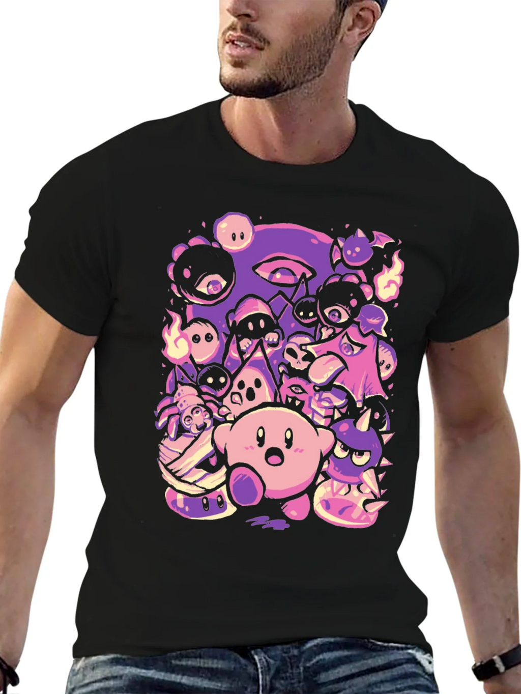 Kirby Character Mashup Black T-Shirt product image 6