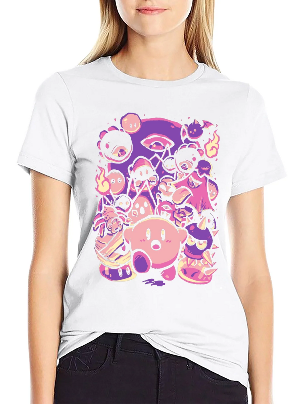 Kirby Character Mashup Black T-Shirt product image 8