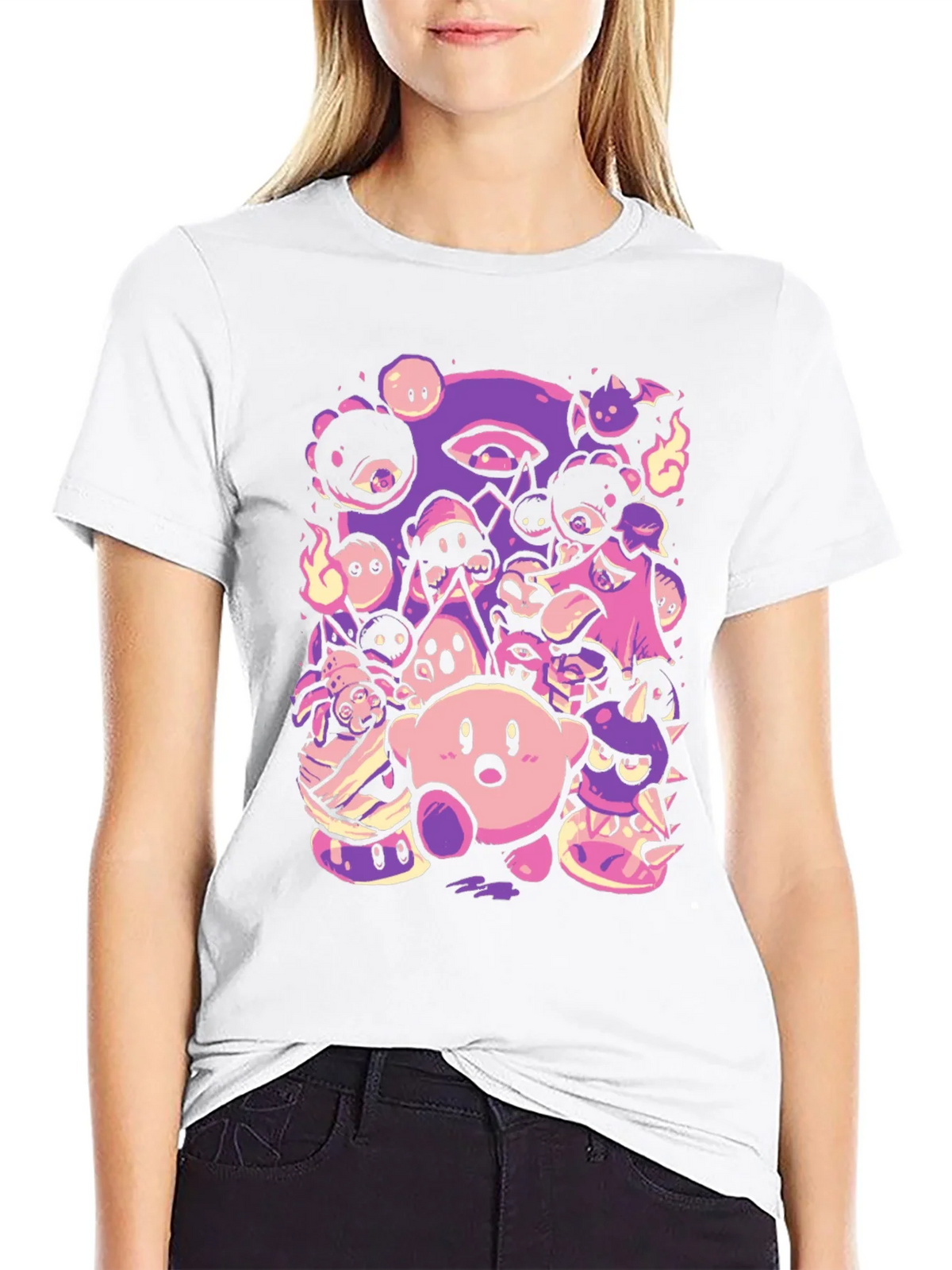 Kirby Character Mashup Black T-Shirt product image 8