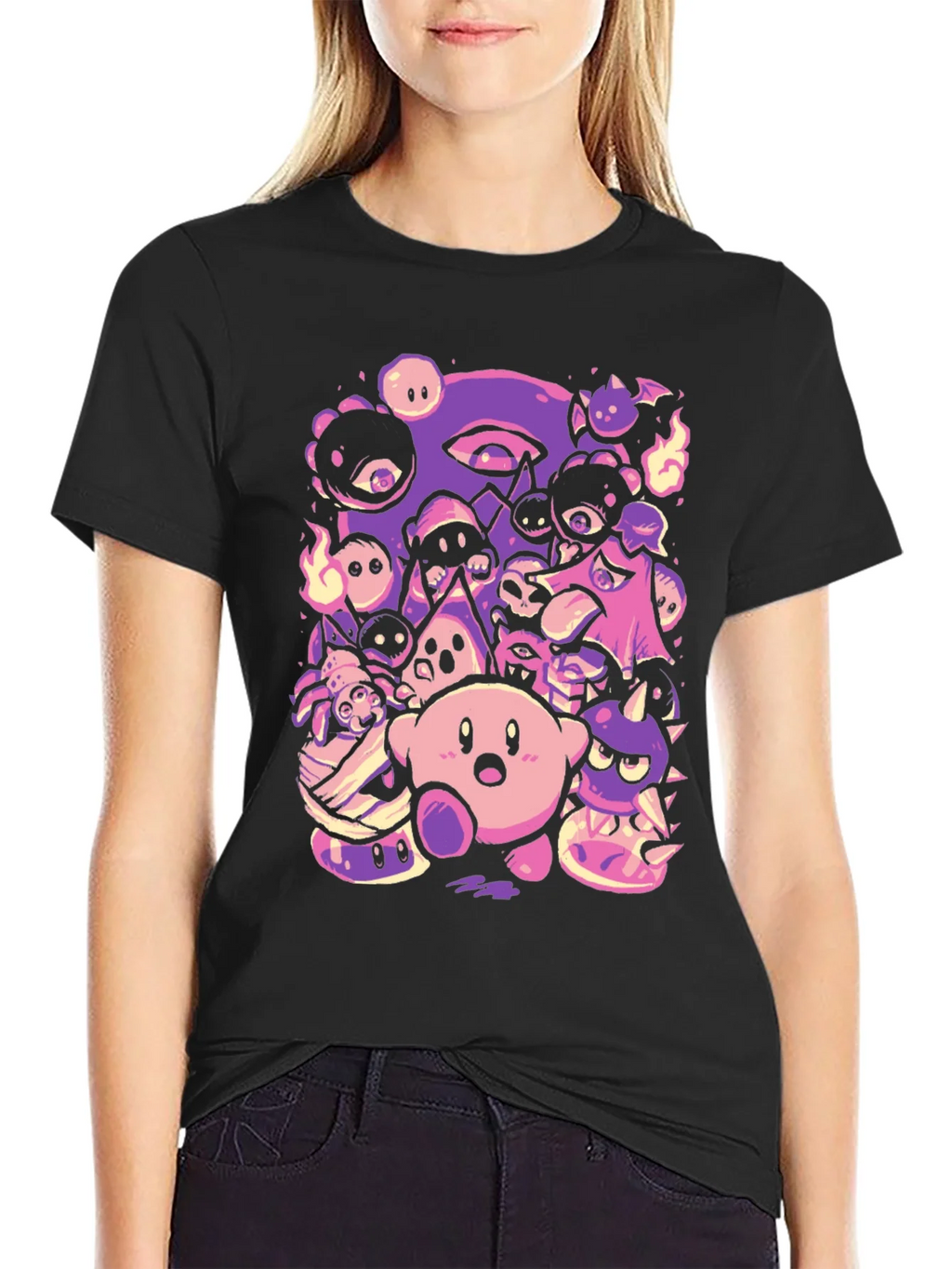 Kirby Character Mashup Black T-Shirt product image 2