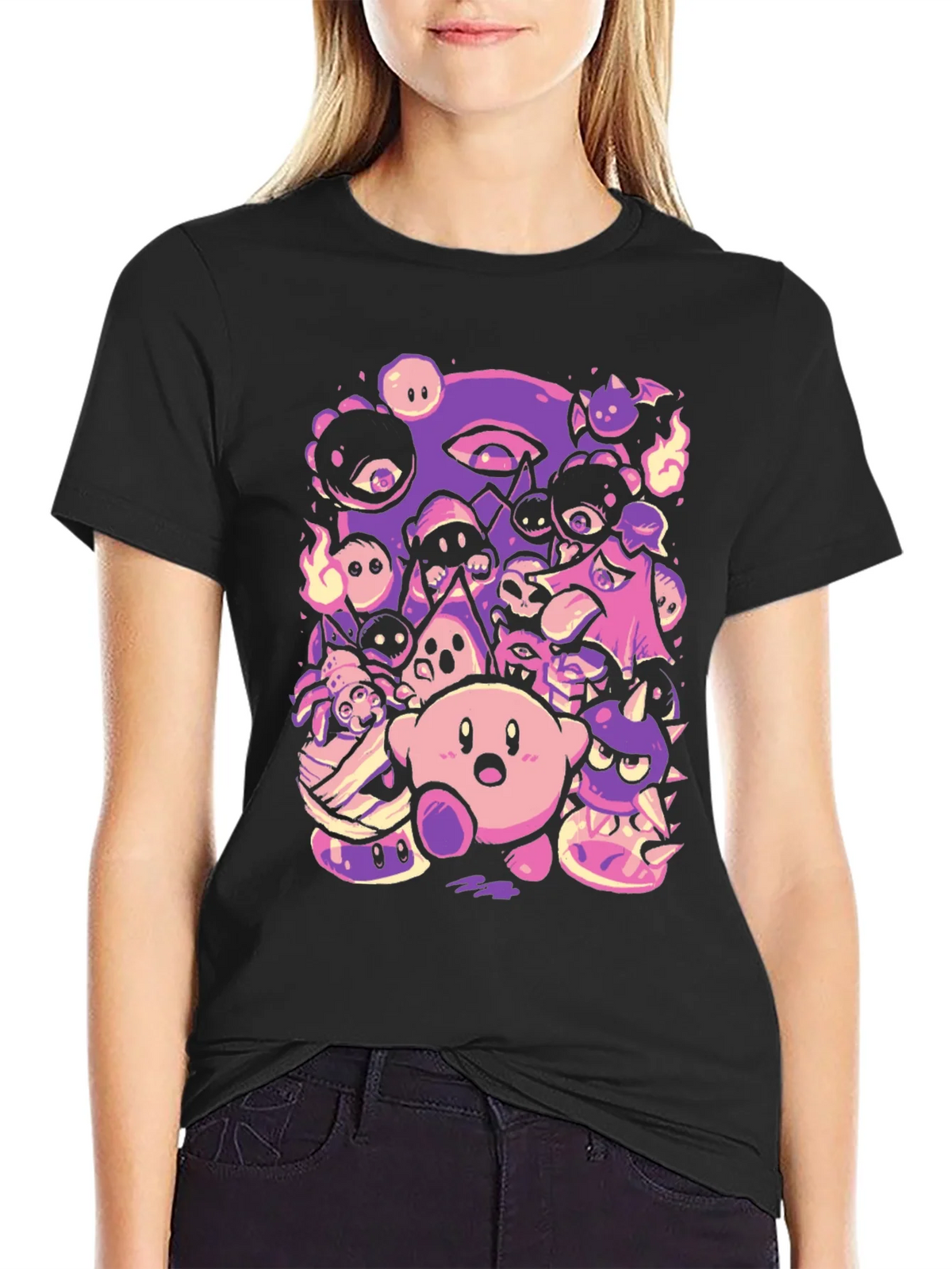 Kirby Character Mashup Black T-Shirt product image 2