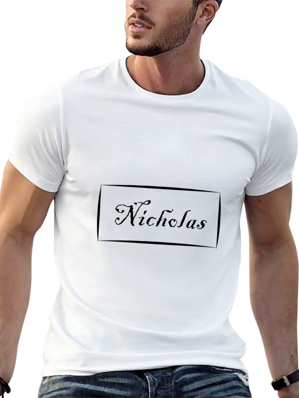 Stylish Black Tee - Nicholas Text Design product image 12