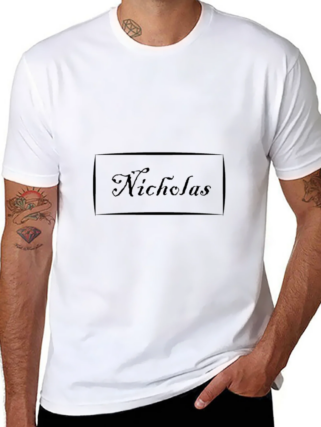 Stylish Black Tee - Nicholas Text Design product image 7