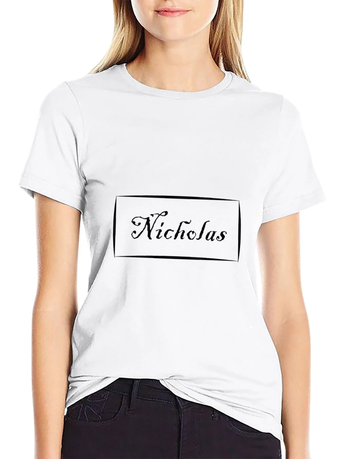 Stylish Black Tee - Nicholas Text Design product image 8