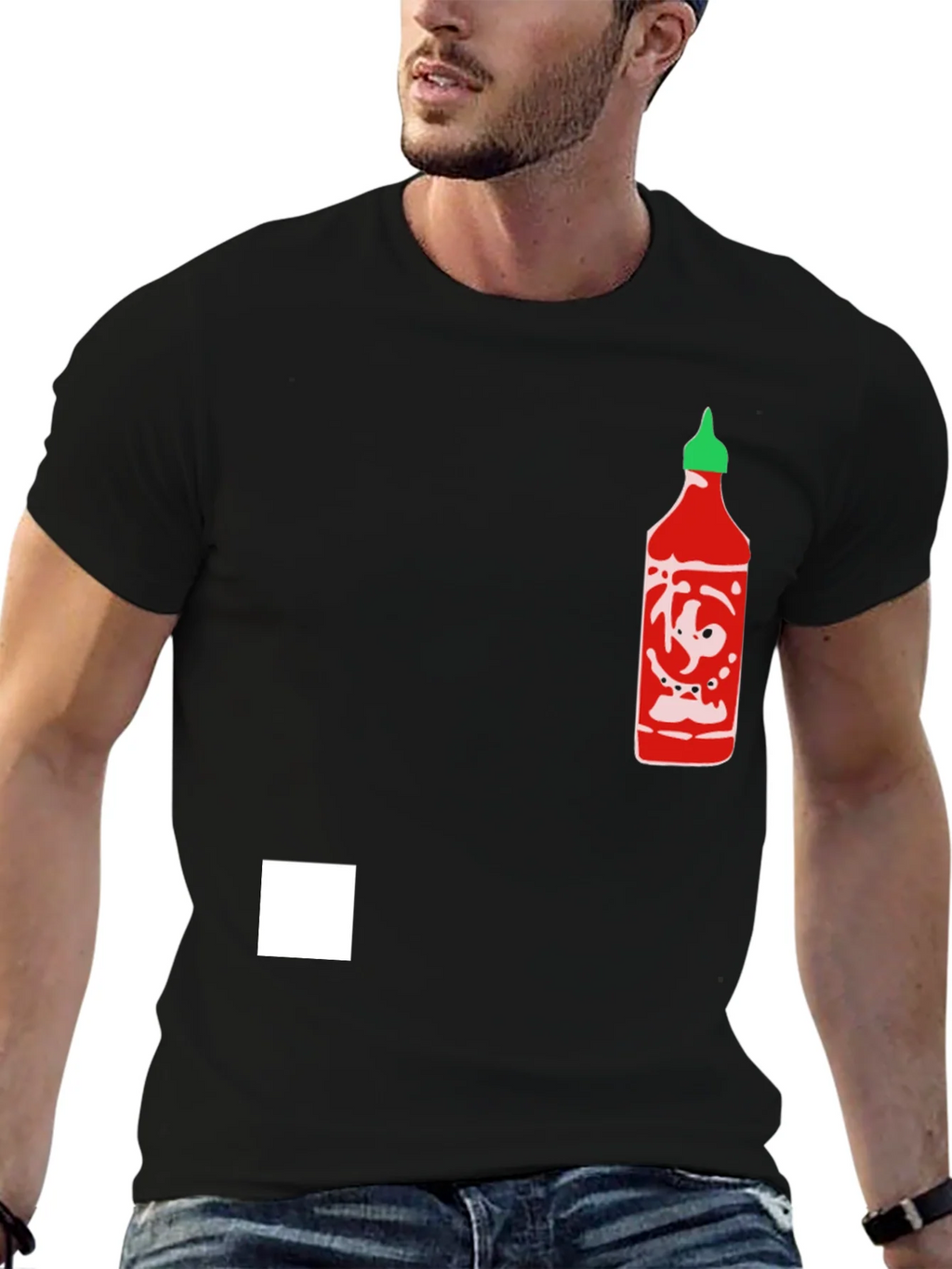 Sriracha Bottle Graphic Tee - Black Cotton Blend product image 6
