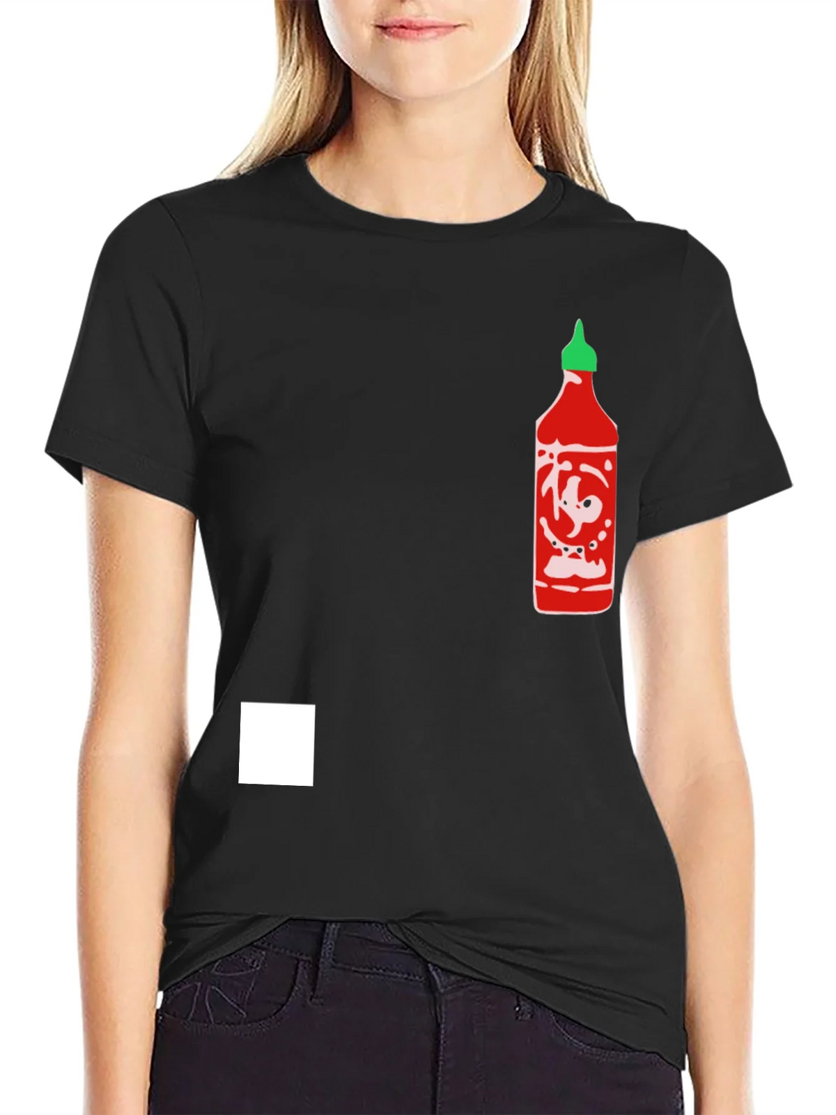 Sriracha Bottle Graphic Tee - Black Cotton Blend product image 2