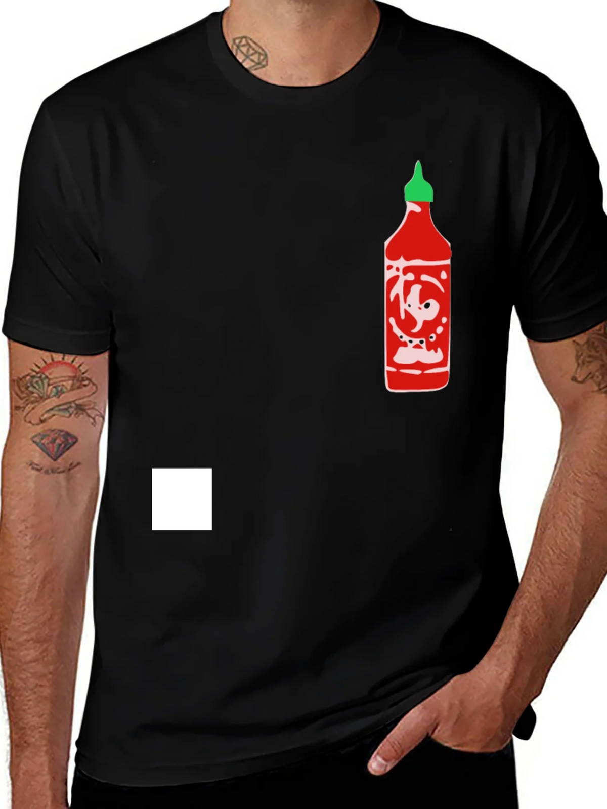 Sriracha Bottle Graphic Tee - Black Cotton Blend product image 1