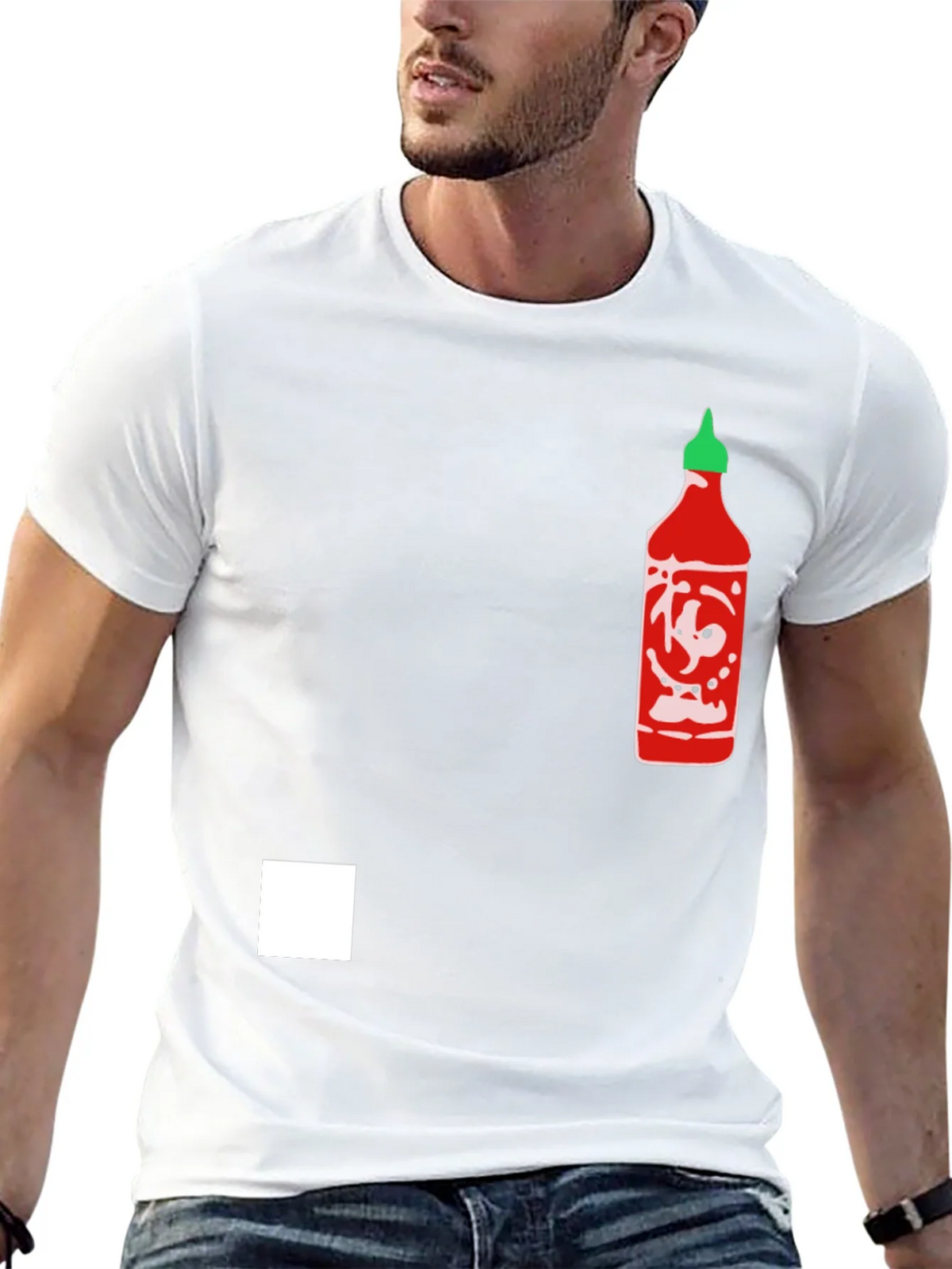 Sriracha Bottle Graphic Tee - Black Cotton Blend product image 12