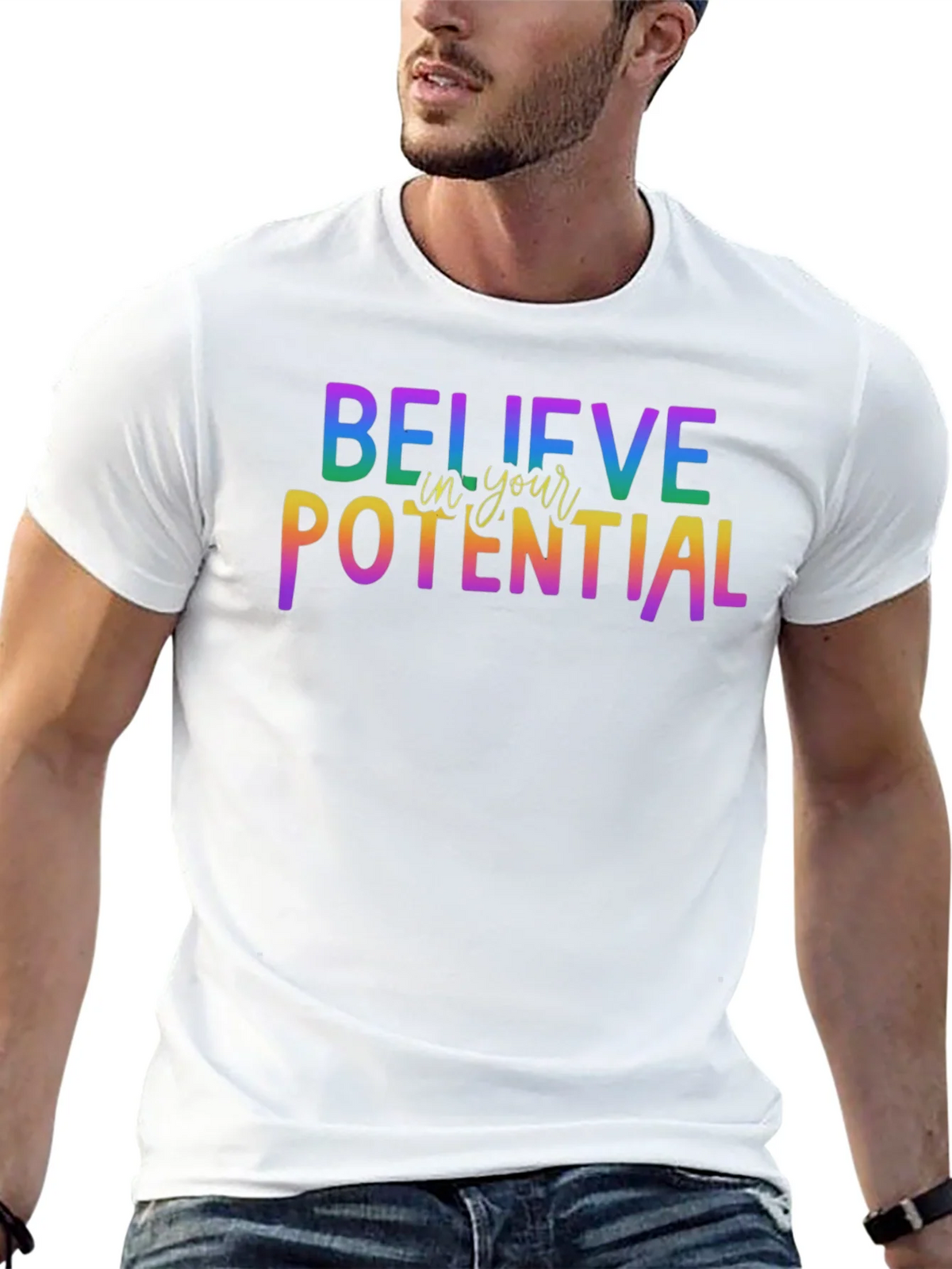 Believe In Your Potential Rainbow Graphic T-Shirt product image 11