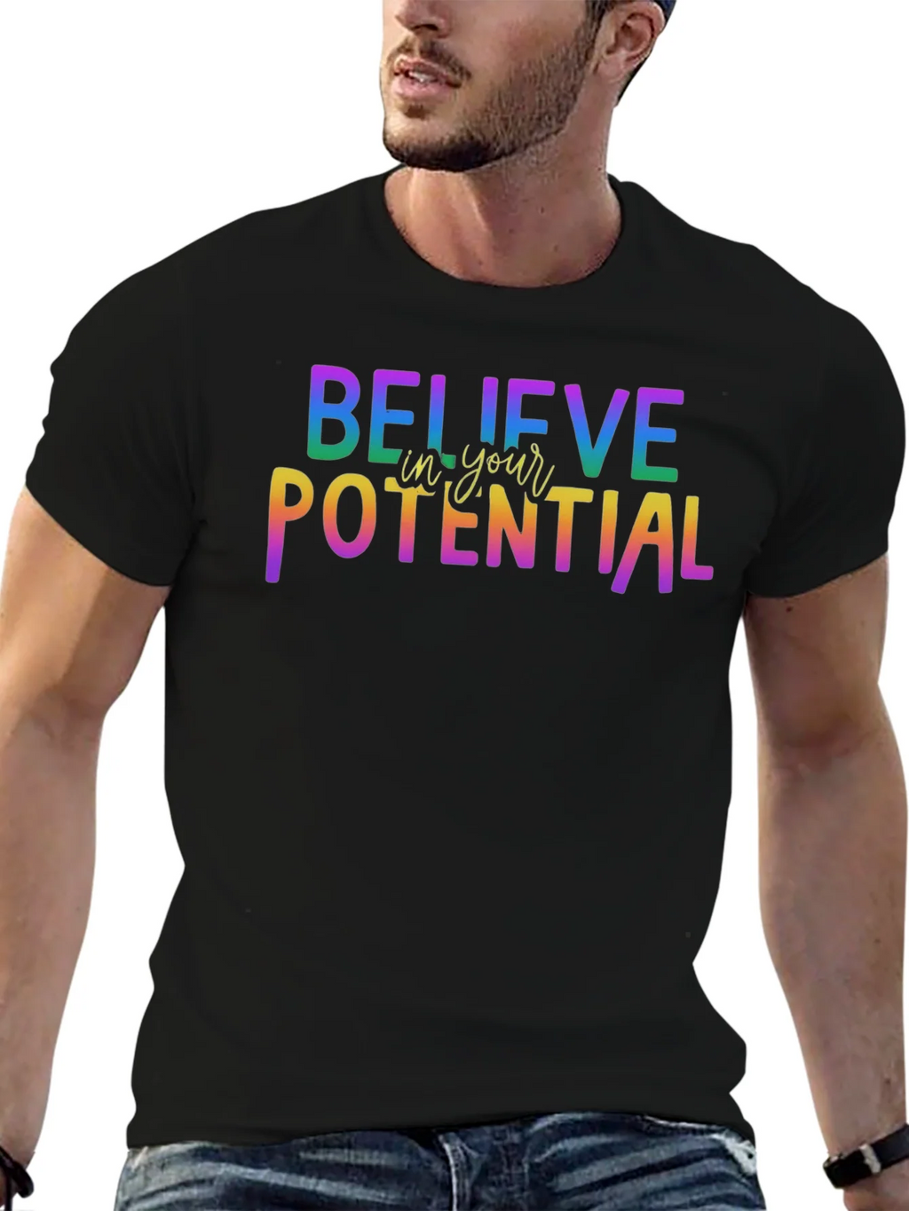 Believe In Your Potential Rainbow Graphic T-Shirt product image 6