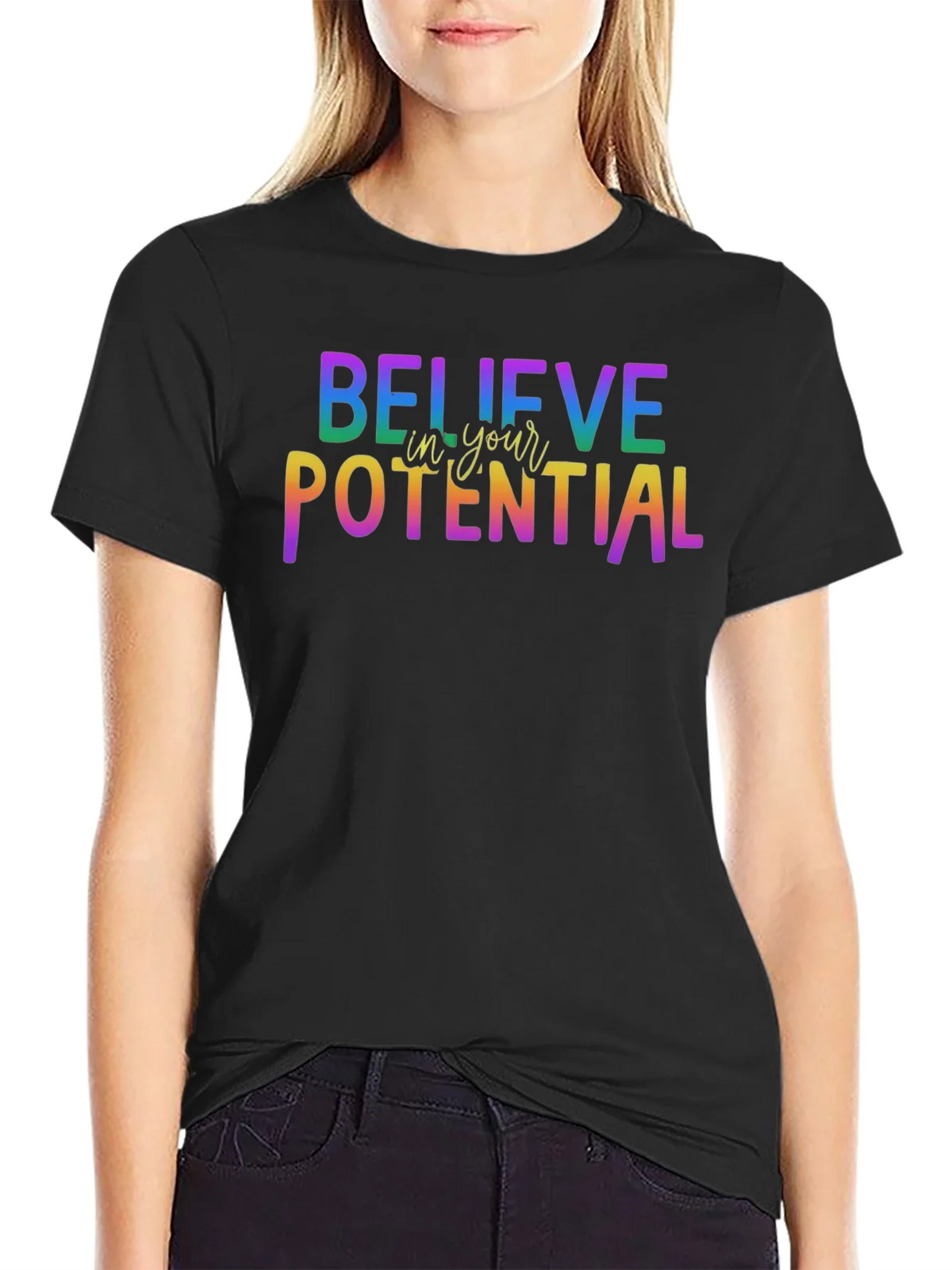 Believe In Your Potential Rainbow Graphic T-Shirt product image 2