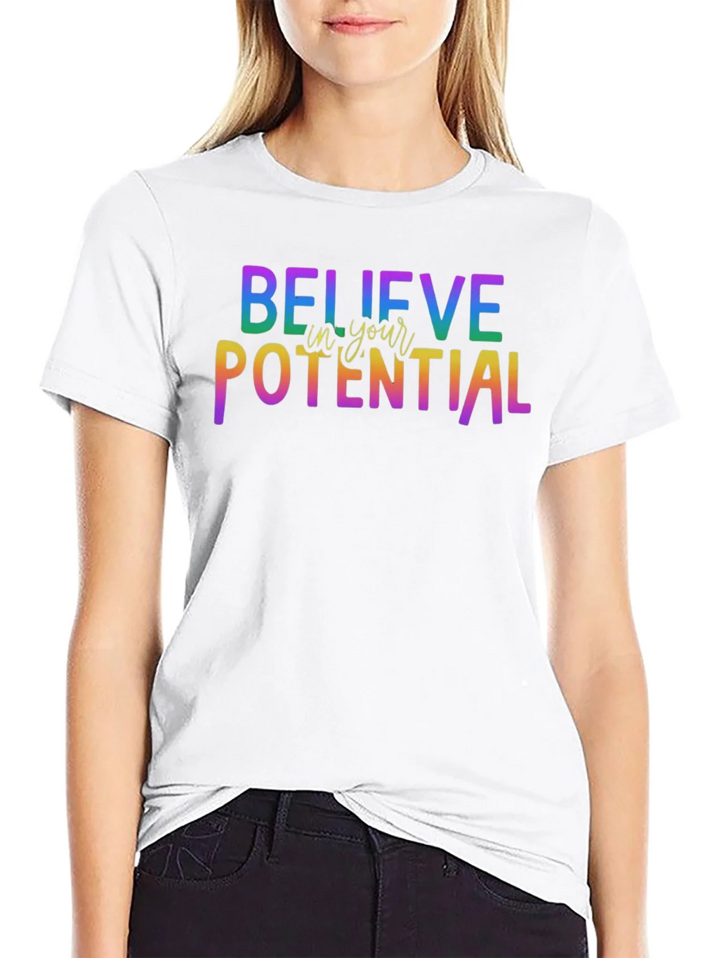 Believe In Your Potential Rainbow Graphic T-Shirt product image 7