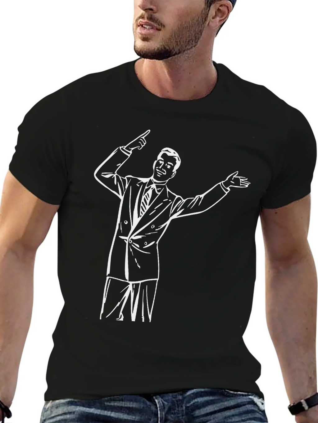 Retro Presenter Graphic Tee - Black Cotton Blend product image 4