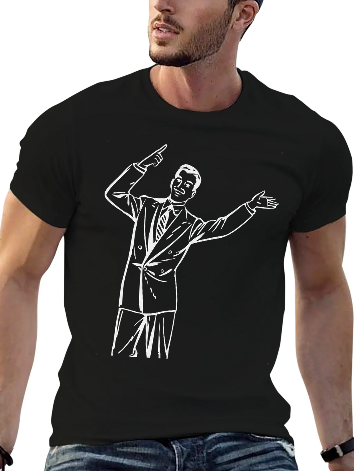 Retro Presenter Graphic Tee - Black Cotton Blend product image 4