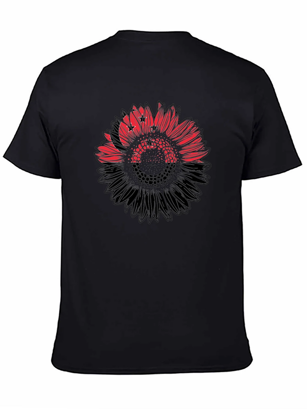 Mens Black T-Shirt with Sunflower Design product image 4
