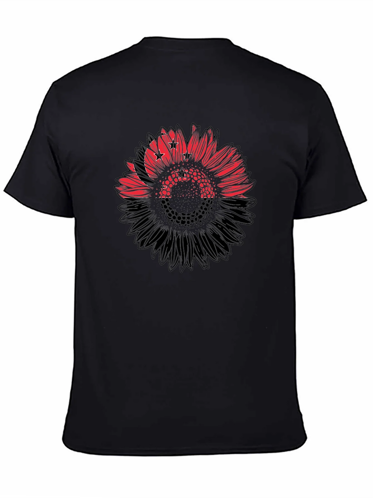 Mens Black T-Shirt with Sunflower Design product image 4