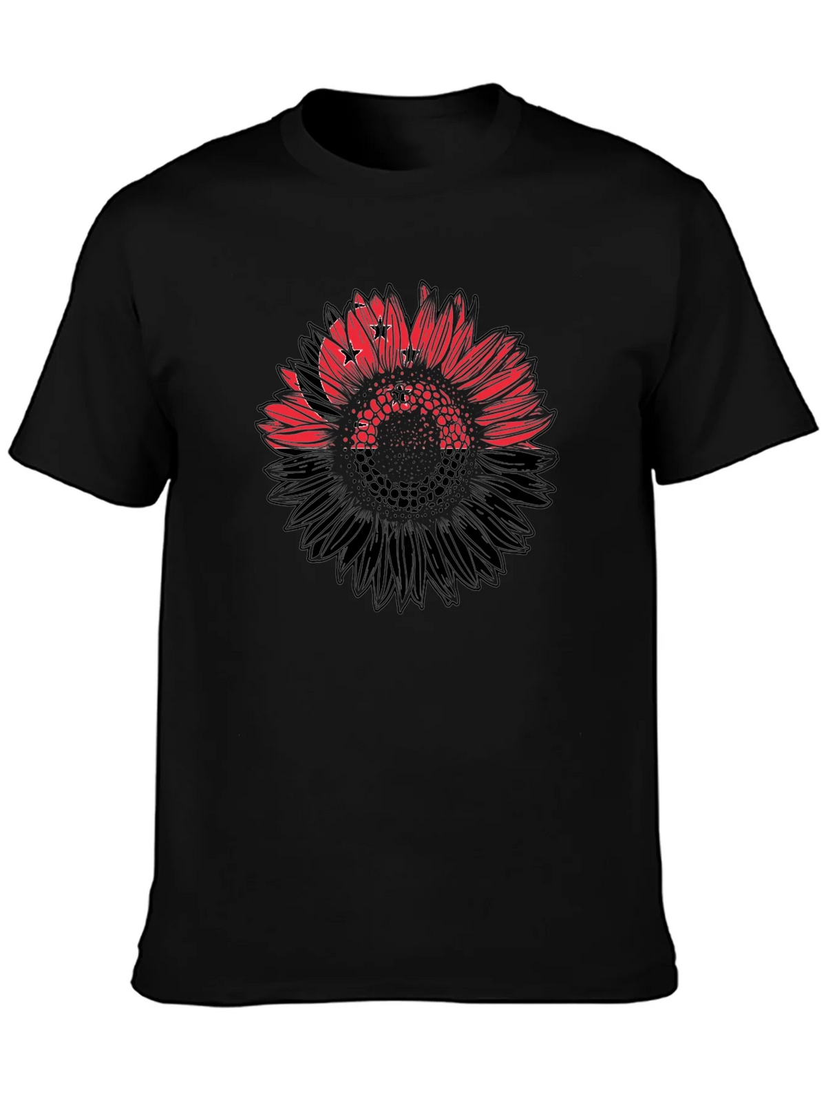 Mens Black T-Shirt with Sunflower Design product image 3