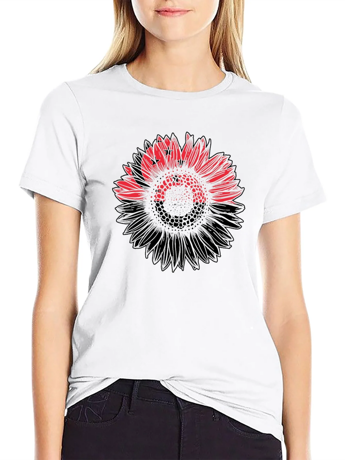 Mens Black T-Shirt with Sunflower Design product image 8