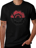 Mens Black T-Shirt with Sunflower Design product image 1
