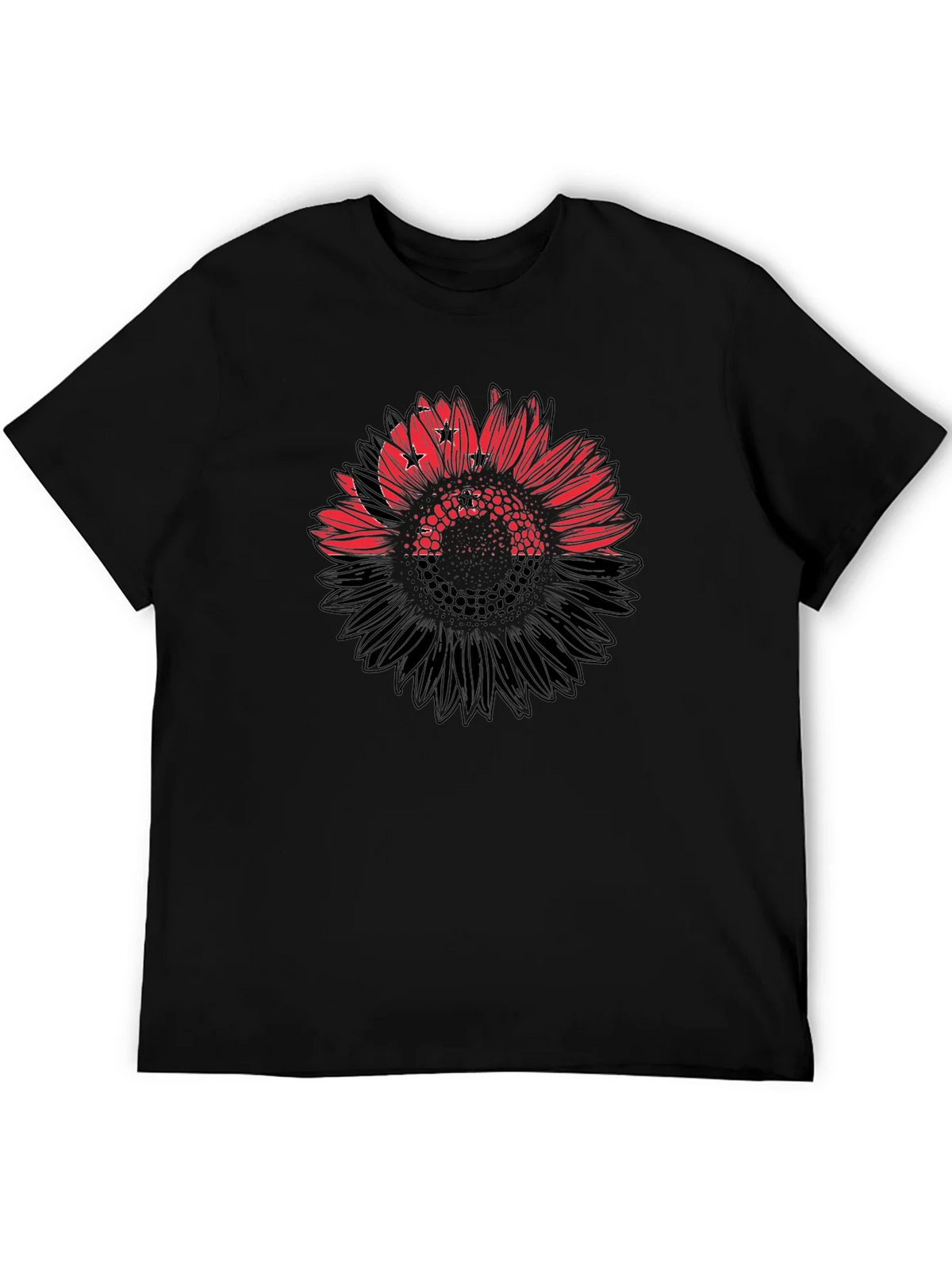 Mens Black T-Shirt with Sunflower Design product image 5