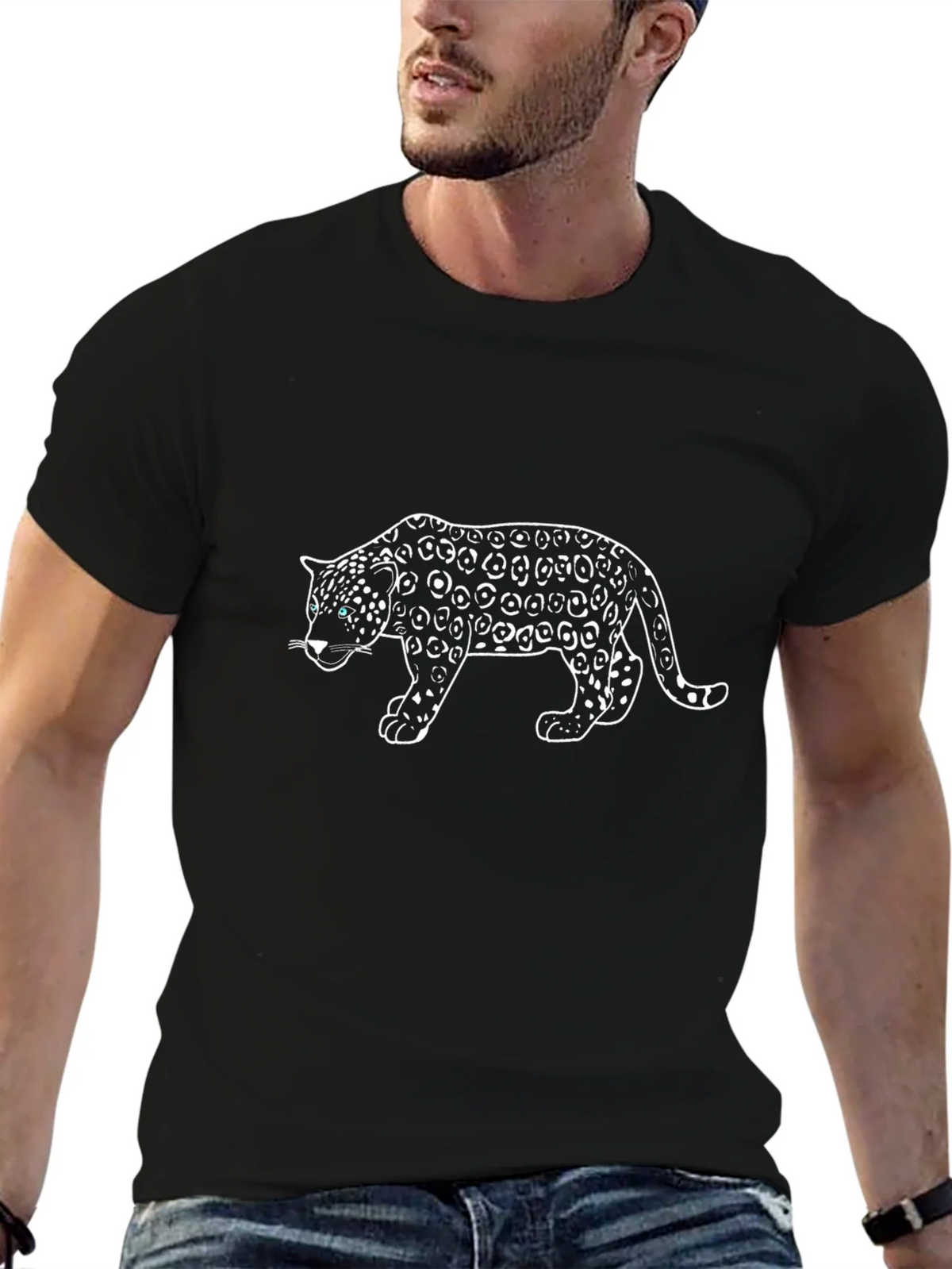 Black T-Shirt with Leopard Design product image 6