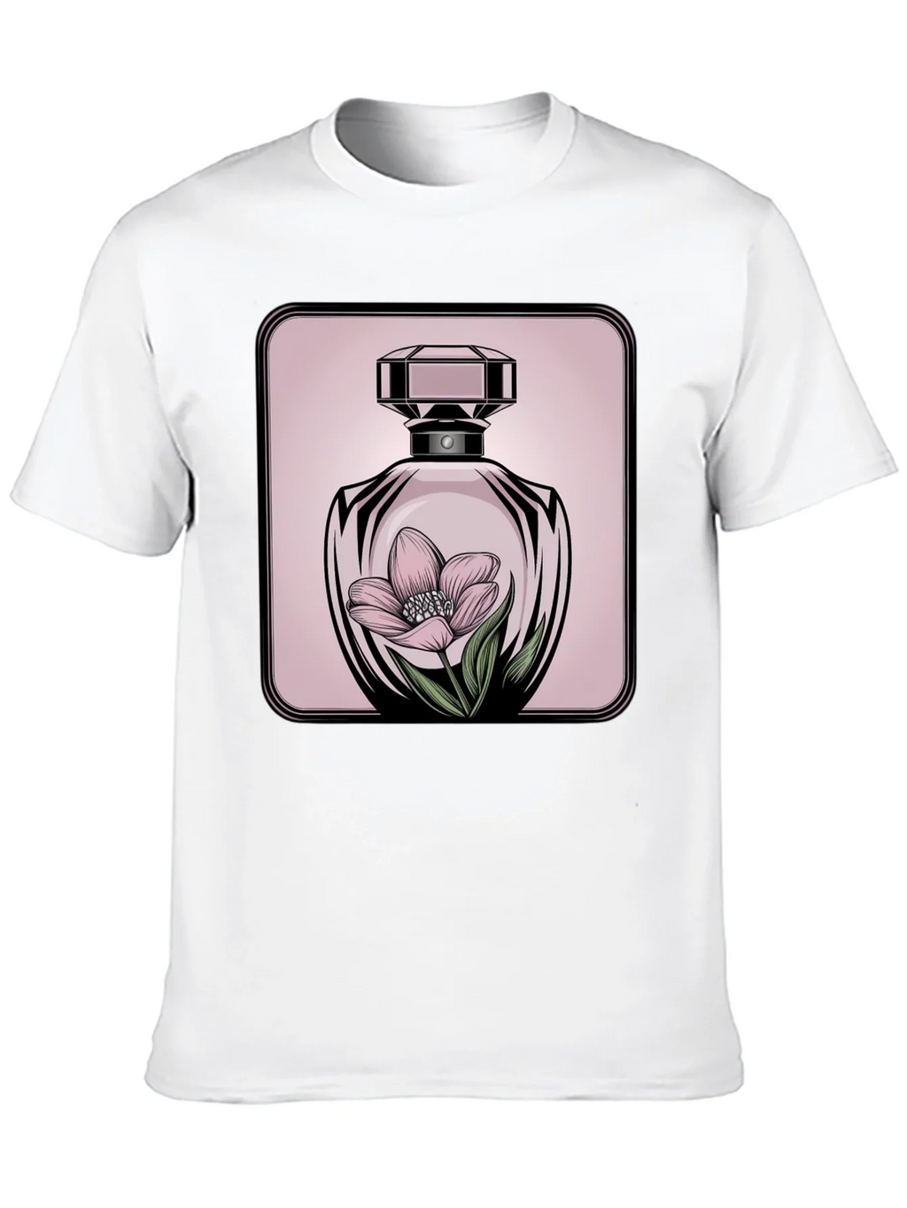 Floral Perfume Bottle Graphic Tee - Stylish Black T-Shirt product image 8