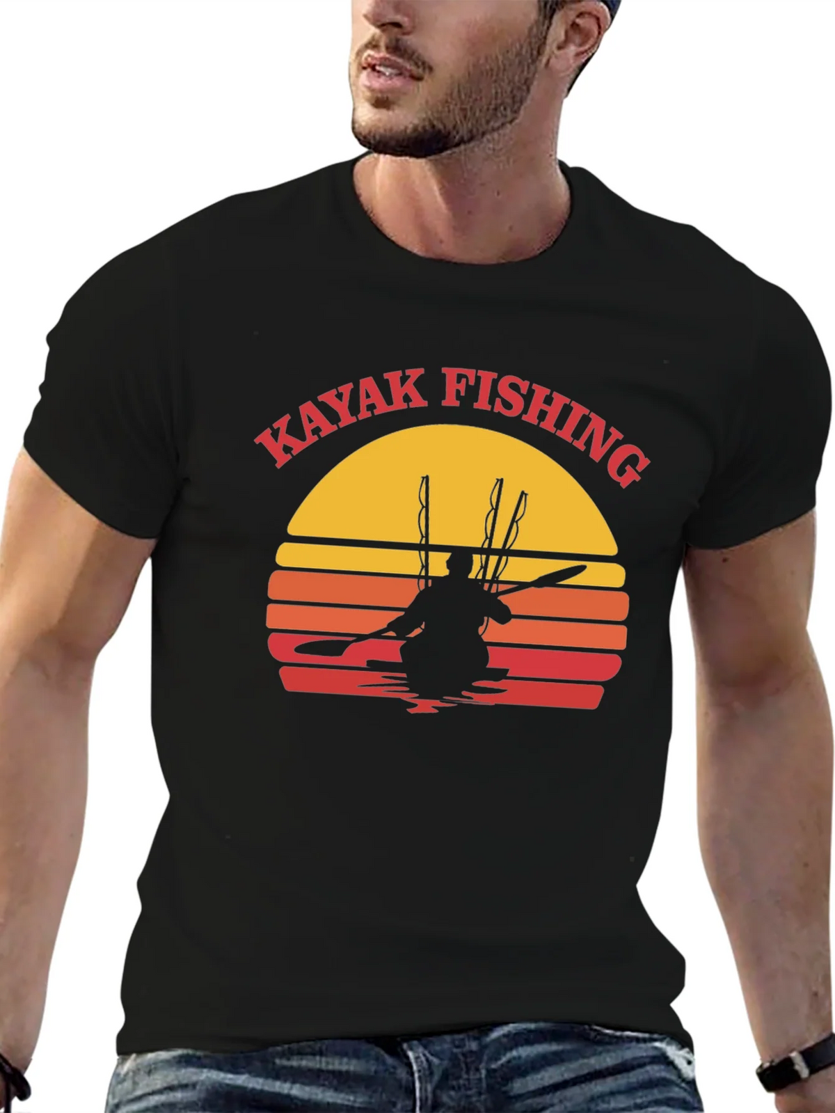 Kayak Fishing Sunset Graphic Tee product image 5