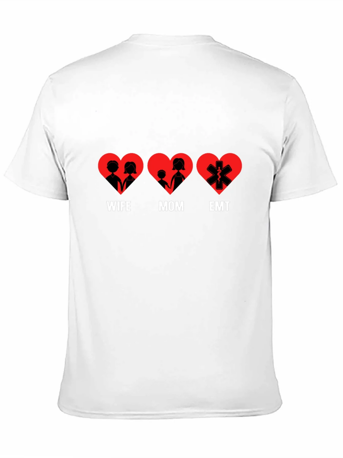 Wife Mom EMT Heart T-Shirt - Black Cotton Tee product image 10