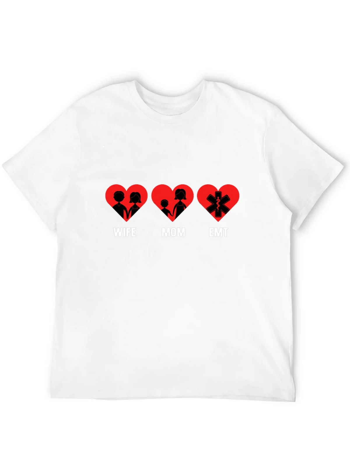 Wife Mom EMT Heart T-Shirt - Black Cotton Tee product image 11