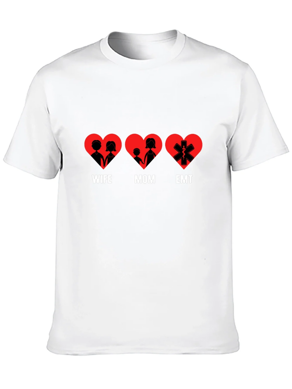 Wife Mom EMT Heart T-Shirt - Black Cotton Tee product image 9