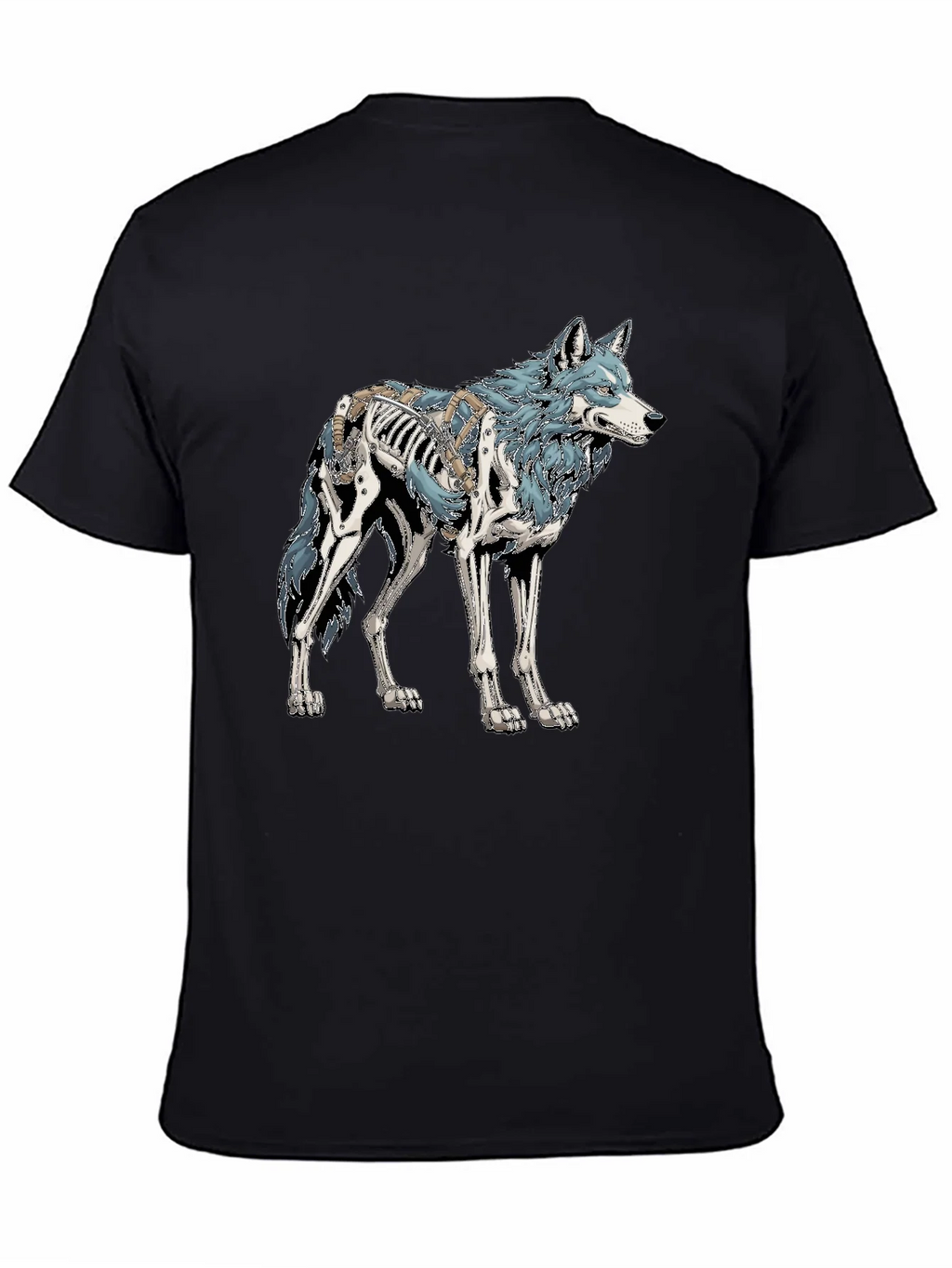 Wolf Skeleton Graphic Tee - Black Cotton T-Shirt product image 4