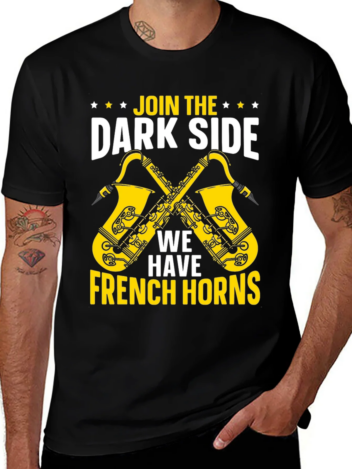 Join The Dark Side French Horns Graphic T-Shirt product image 1