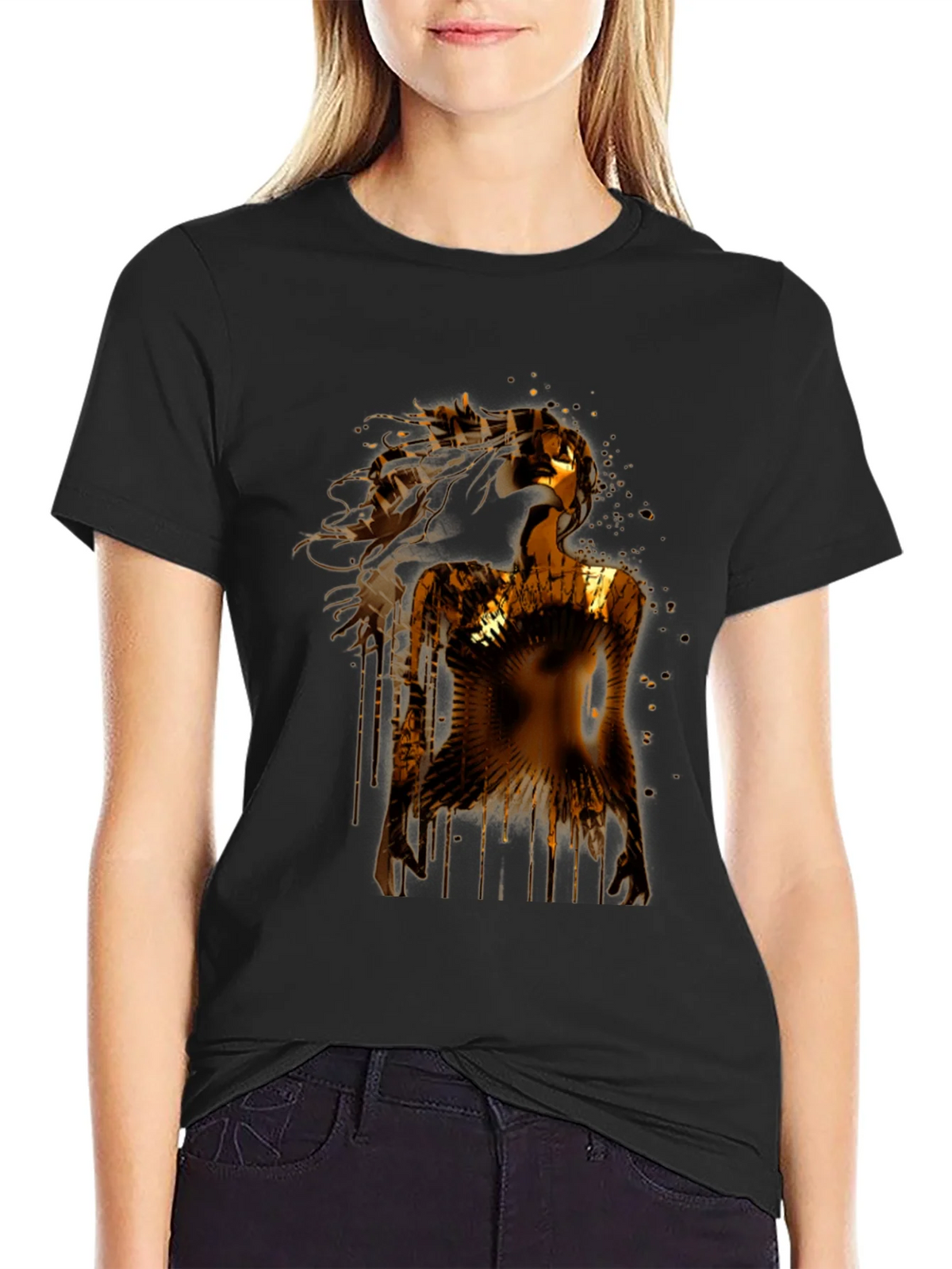 Golden Woman Graphic Black T-Shirt product image 2