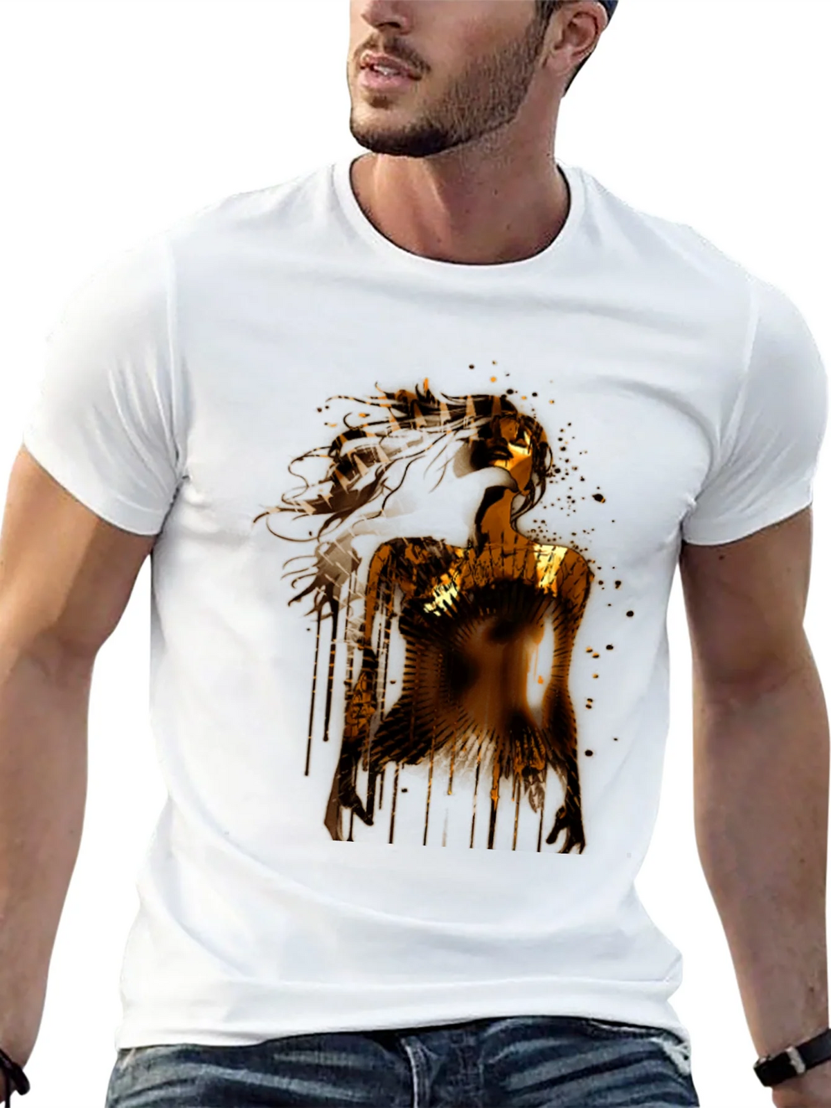 Golden Woman Graphic Black T-Shirt product image 12