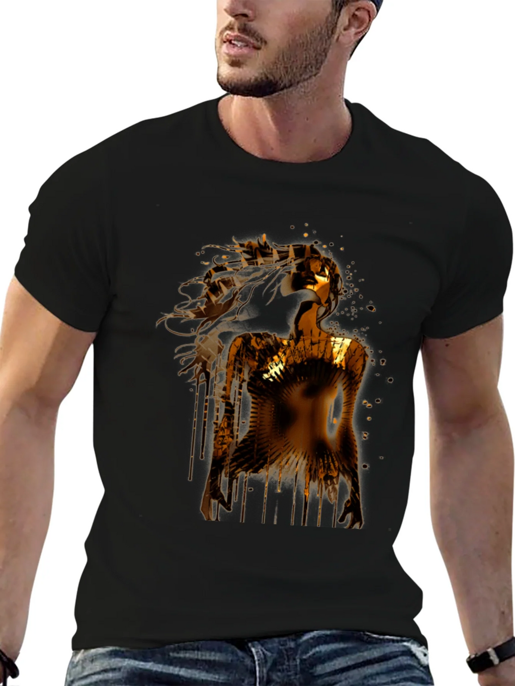 Golden Woman Graphic Black T-Shirt product image 6