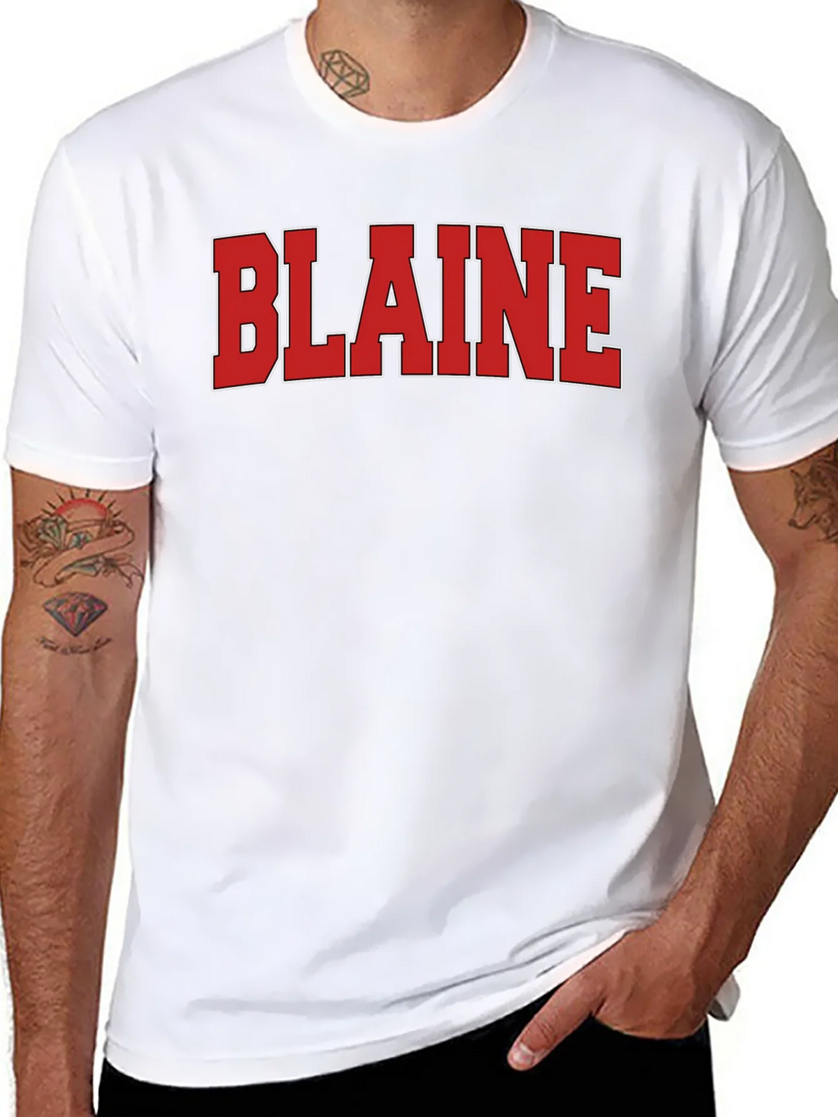 Blaine T-Shirt - Bold Red Lettering on Black product image 6