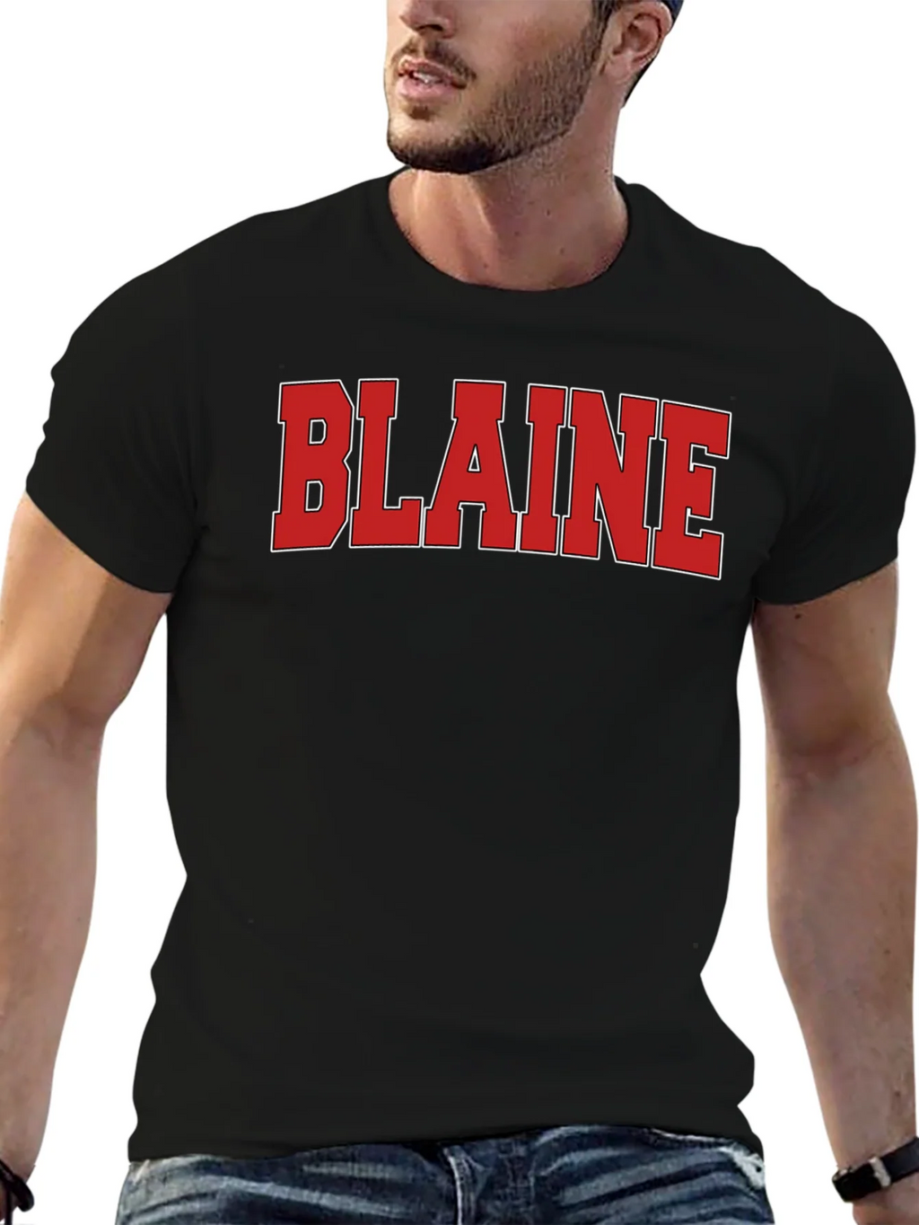 Blaine T-Shirt - Bold Red Lettering on Black product image 5