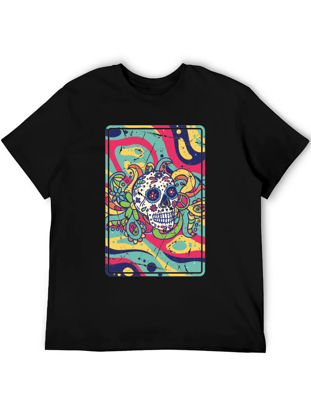 Sugar Skull Psychedelic Graphic Tee product image 5