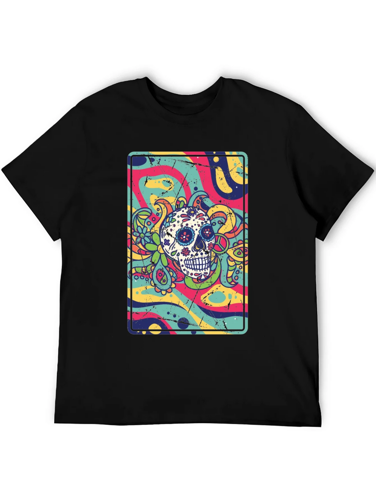 Sugar Skull Psychedelic Graphic Tee product image 5