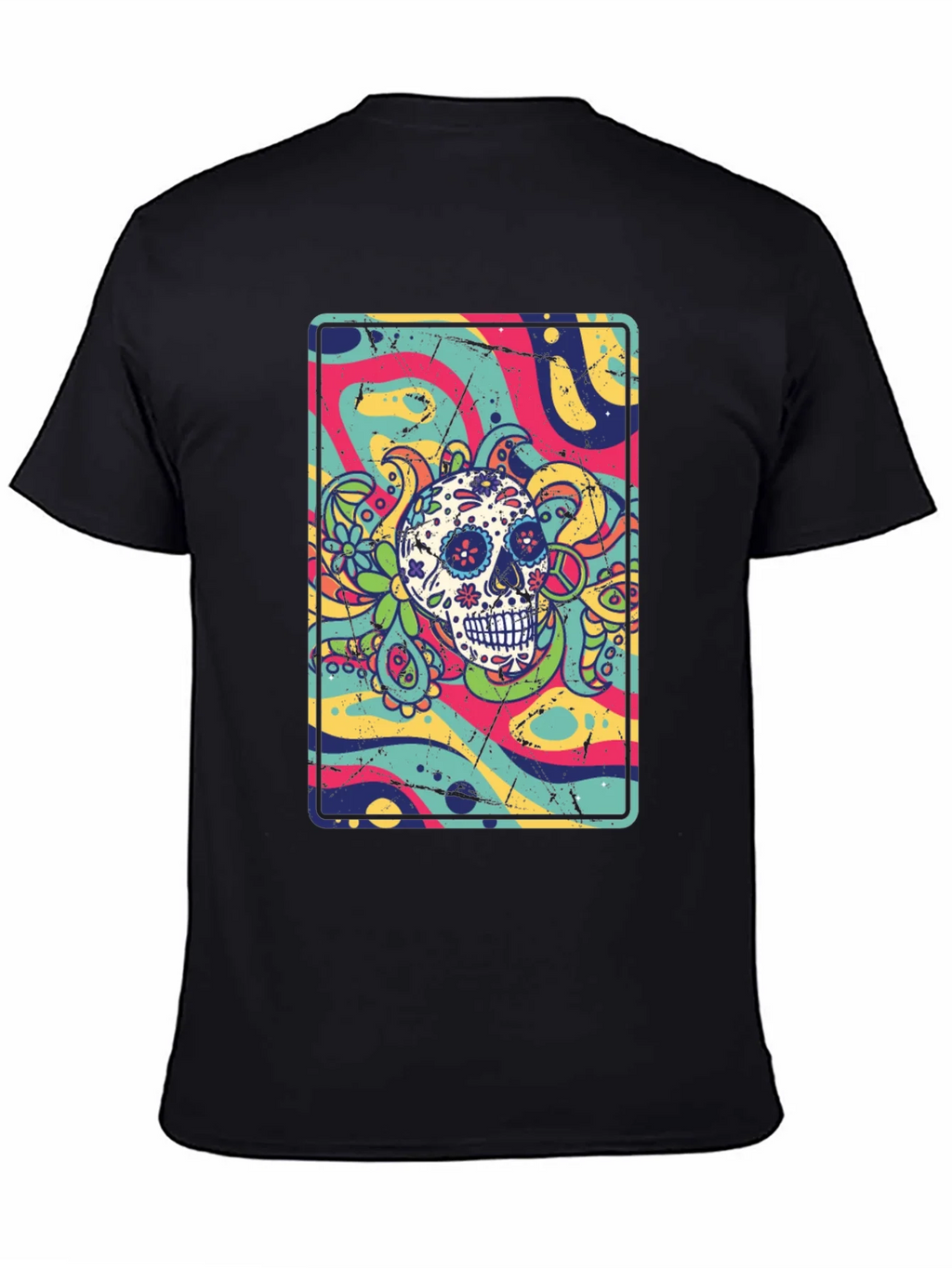Sugar Skull Psychedelic Graphic Tee product image 4