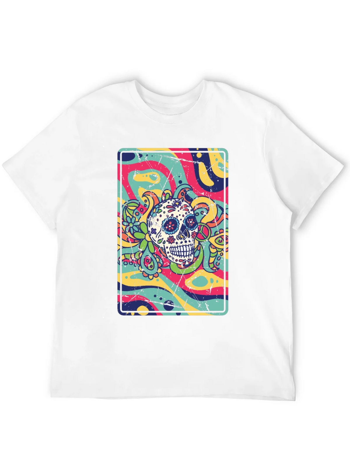 Sugar Skull Psychedelic Graphic Tee product image 11