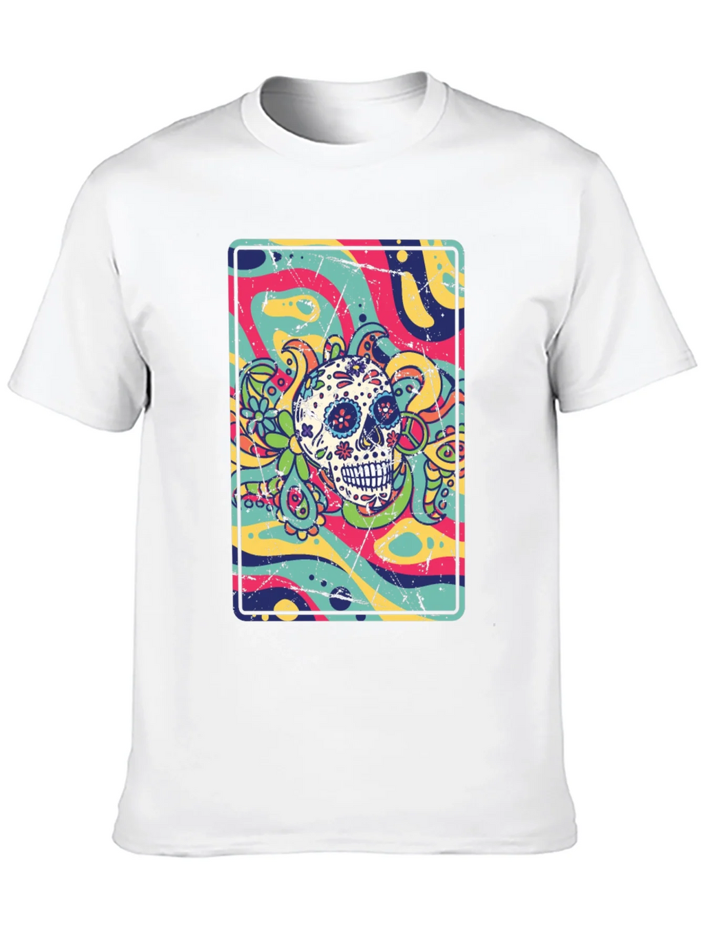 Sugar Skull Psychedelic Graphic Tee product image 9