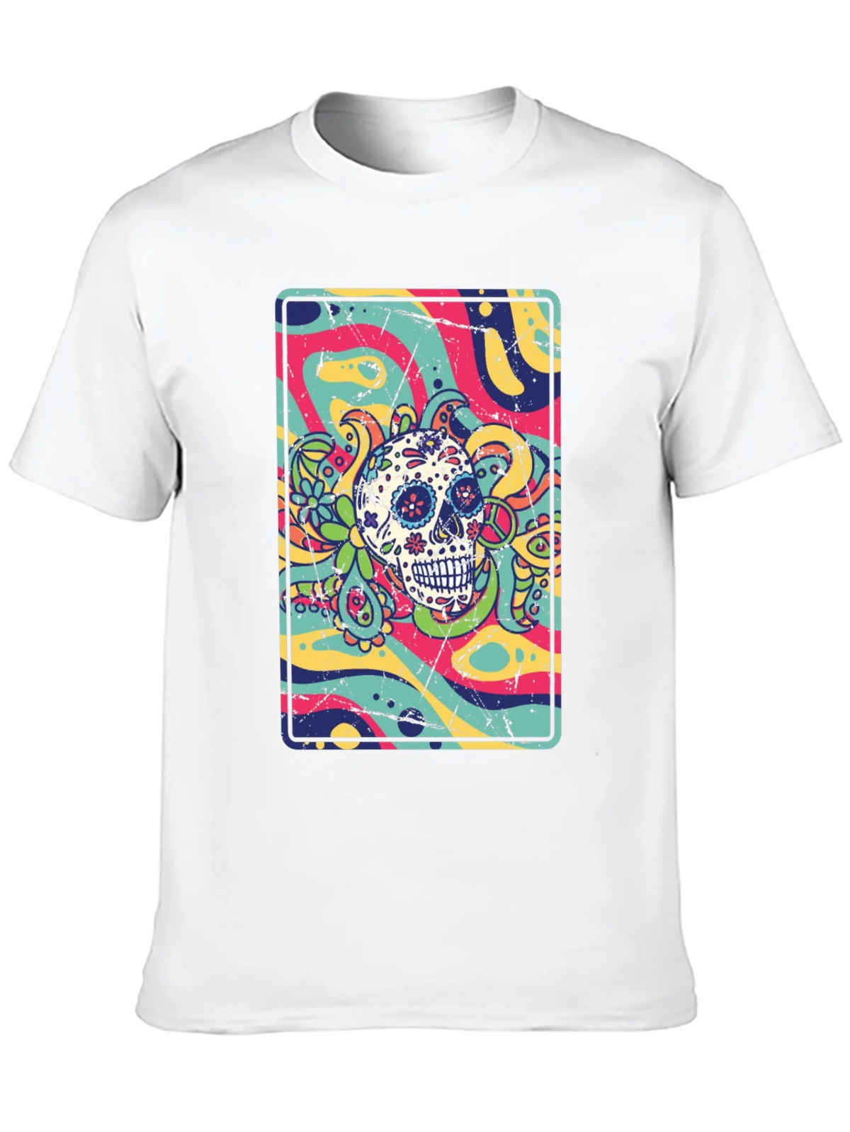 Sugar Skull Psychedelic Graphic Tee product image 9