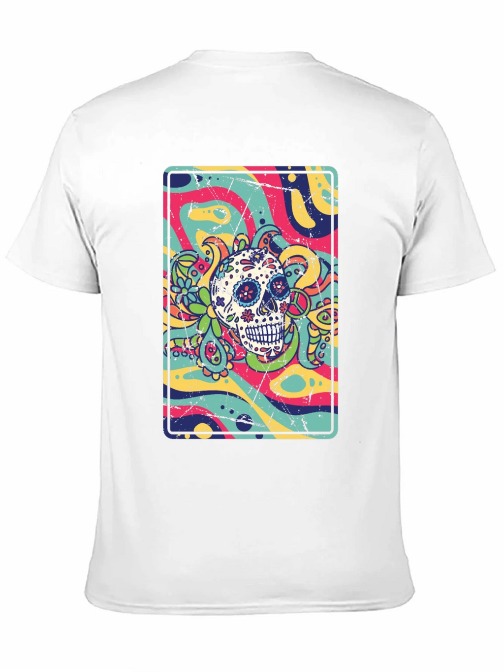 Sugar Skull Psychedelic Graphic Tee product image 10