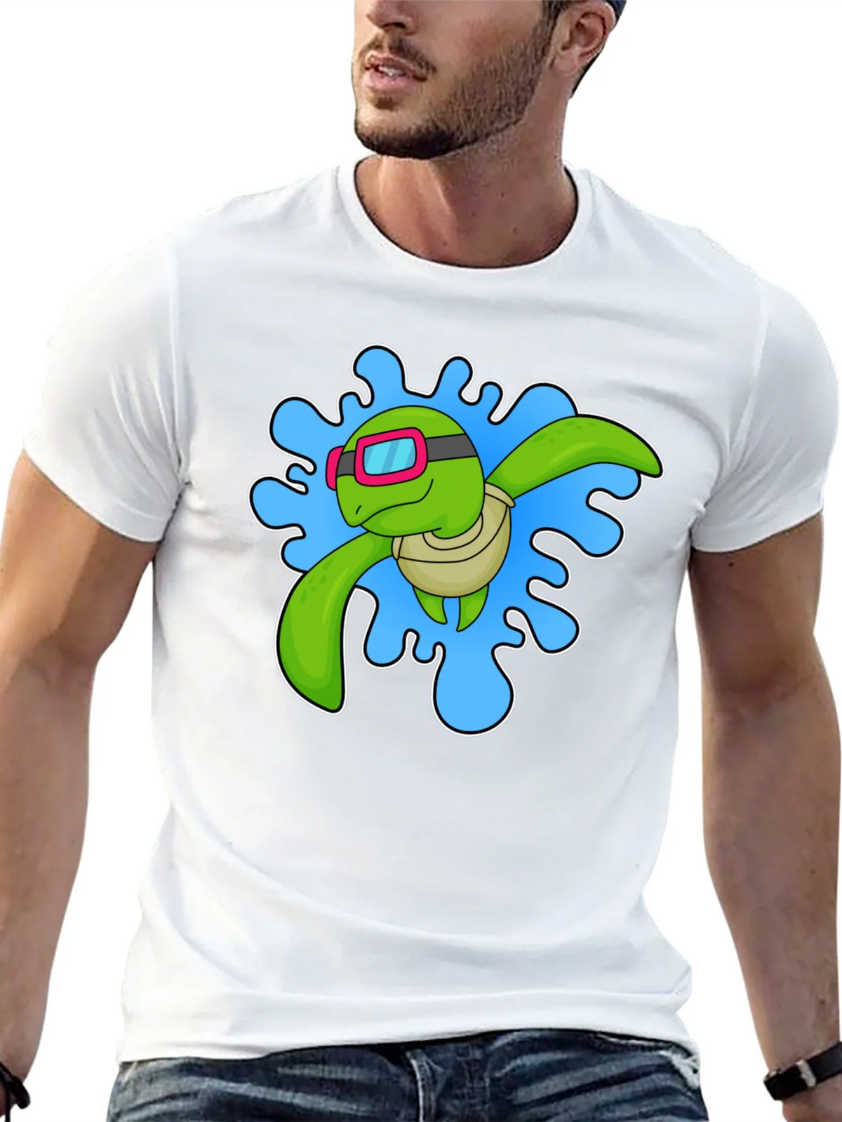 Turtle Swimmer Graphic T-Shirt - Black product image 7
