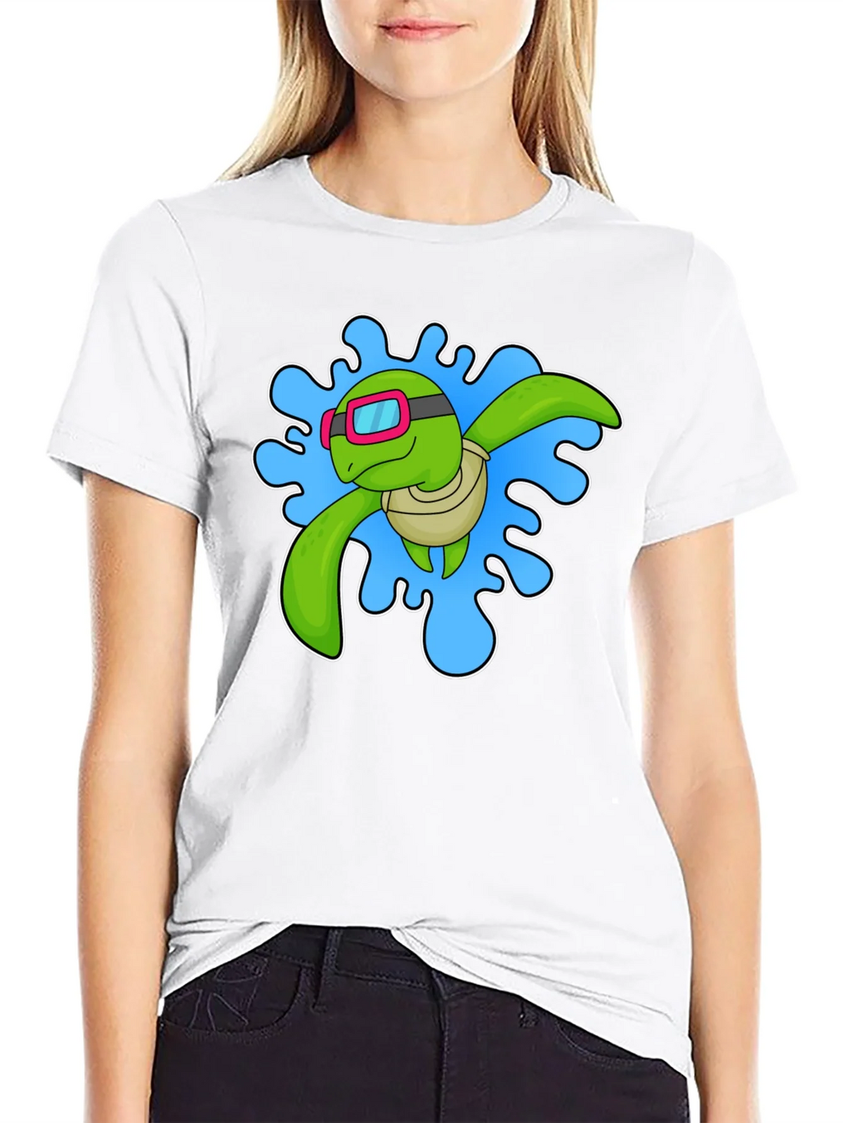 Turtle Swimmer Graphic T-Shirt - Black product image 3