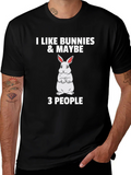 I Like Bunnies & Maybe 3 People Black T-Shirt product image 1