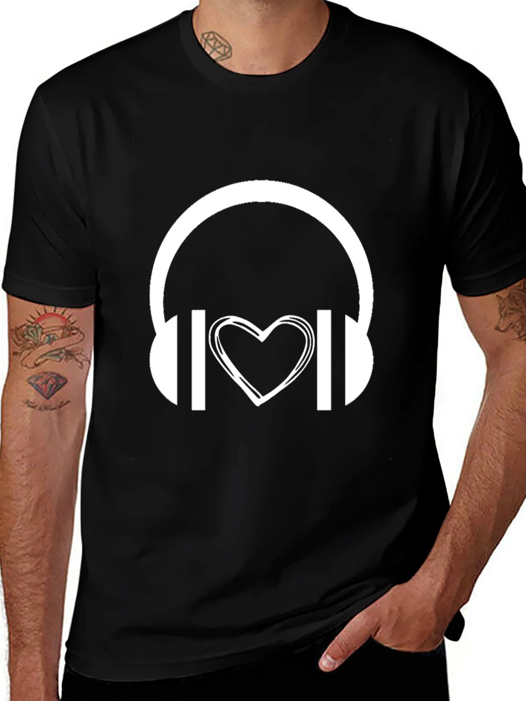 Music Lover Graphic Tee - Headphones Heart product image 1